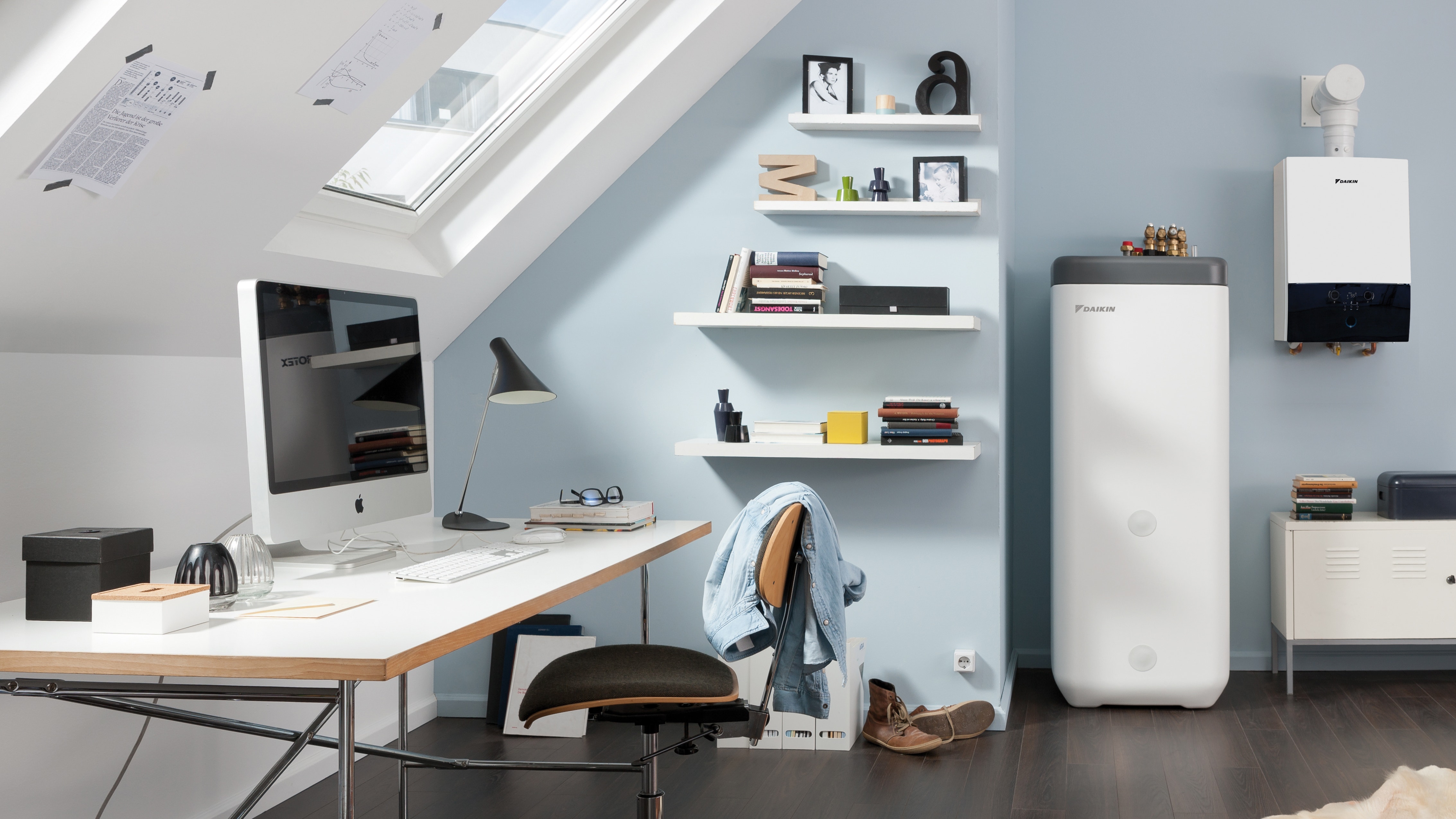 Zásobník teplé vody Daikin umístěný ve společné ložnici